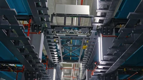 Automated Smart Parking System with Robotic Lifting Platforms Stock Footage 326643030