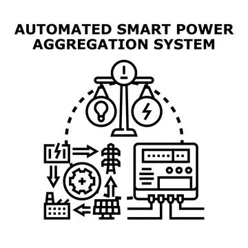 Automated smart power aggregation system balancing energy Stock Illustration
