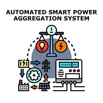 Automated smart power aggregation system balancing energy 库存插图