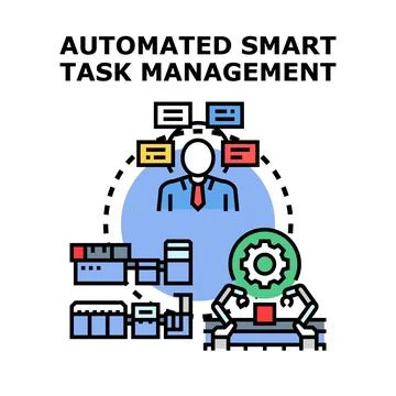 Automated smart task management system implementation Stock Illustration