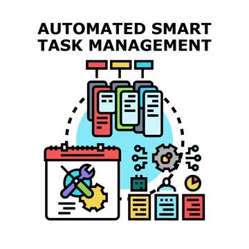 Automated smart task management system concept 스톡 일러스트