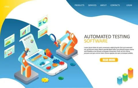 Automated software testing landing page website vector template イラスト素材