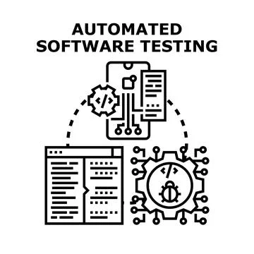 Automated software testing process developing digital technology Stock-Illustration