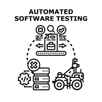 Automated software testing process quality assurance concept Stock Illustration