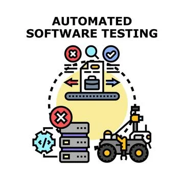 Automated software testing process quality assurance concept 库存插图
