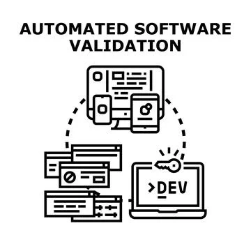 Automated software validation process for quality assurance 스톡 일러스트