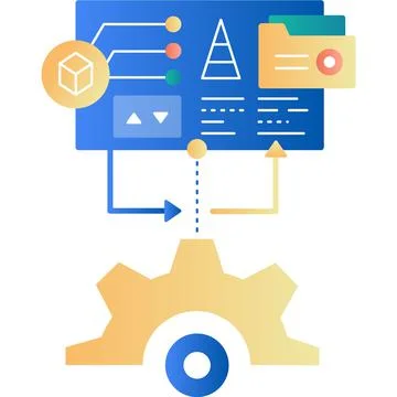 Automated solution icon flat vector ai technology Stock Illustration