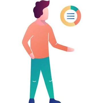 Automated solution icon flat vector man analyst Stock Illustration