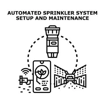 Automated sprinkler system setup and maintenance vector illustration Stock Illustration