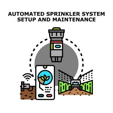 Automated sprinkler system setup and maintenance vector illustration Stock Illustration