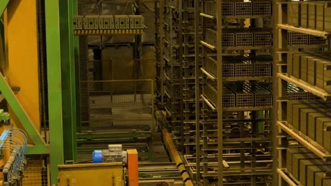 Automated Stacking of Fresh Bricks on a Production Line Stock Footage 308452015