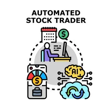 Automated stock trader system concept vector color イラスト素材