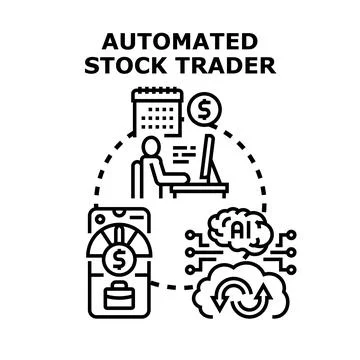 Automated stock trader system concept vector color Stock Illustration