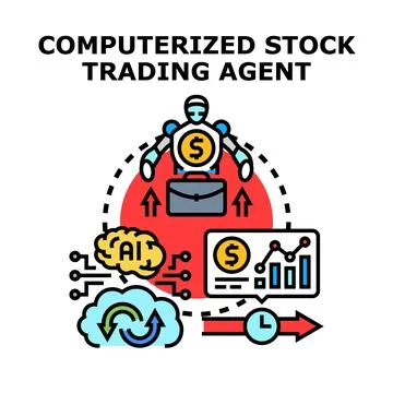 Automated stock trading agent using artificial intelligence Stock Illustration