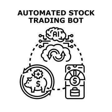 Automated stock trading bot using ai cloud service Illustrazione stock