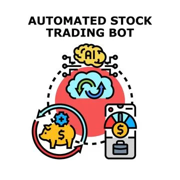 Automated stock trading bot using ai cloud service Stock Illustration