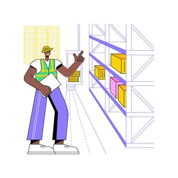 Automated storage and retrieval system isolated cartoon vector illustrations. Stock Illustration