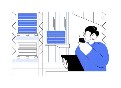 Automated storage and retrieval system abstract concept vector illustration. Stock Illustration