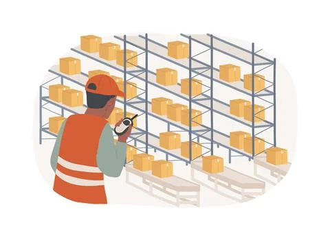 Automated storage and retrieval system isolated cartoon vector illustrations. Ilustración de archivo