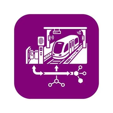Automated subway station security system with biometric fingerprint identif.. Stock Illustration