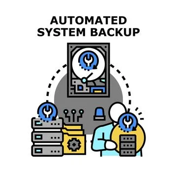 Automated system backing up data on server Stockillustratie