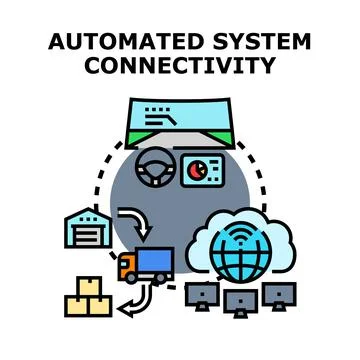 Automated system connectivity and intelligent logistics management Stock Illustration