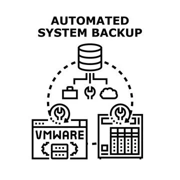 Automated system data backup and recovery icon Stock Illustration