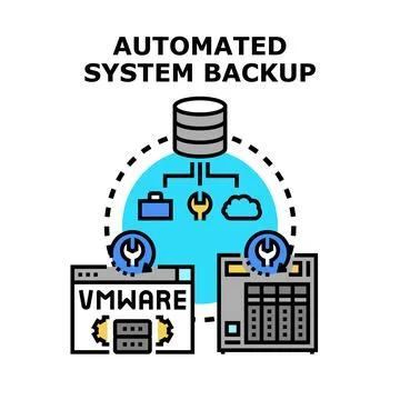 Automated system data backup and recovery icon Stock Illustration
