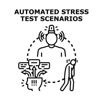 Automated system evaluating stress test scenarios in a digital environment 스톡 일러스트