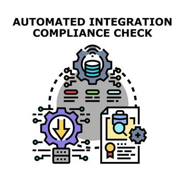 Automated system integrating data and checking compliance 库存插图