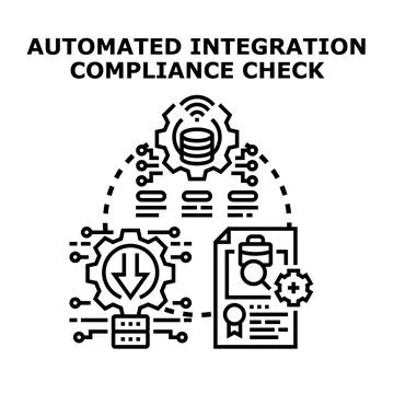Automated system integrating data and checking compliance Stock Illustration