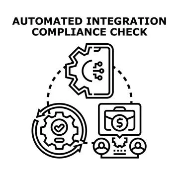 Automated system integration compliance checking process concept Stock Illustration