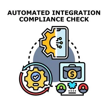 Automated system integration compliance checking process concept Stock Illustration