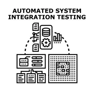 Automated system integration testing development concept Stock Illustration