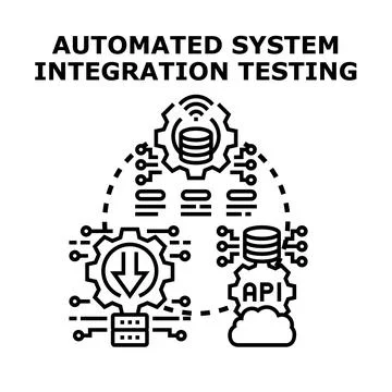 Automated system integration testing process concept vector Stockillustratie