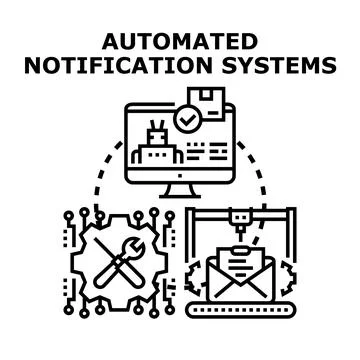 Automated system sending digital notifications and messages Stock Illustration