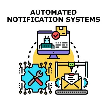 Automated system sending digital notifications and messages Illustrazione stock