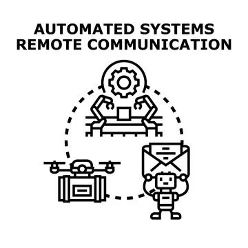 Automated systems enabling remote communication and smart processes Stockillustratie