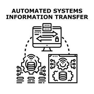 Automated systems information transfer and data exchange Stock Illustration