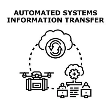 Automated systems transferring information in cloud network process Stock Illustration