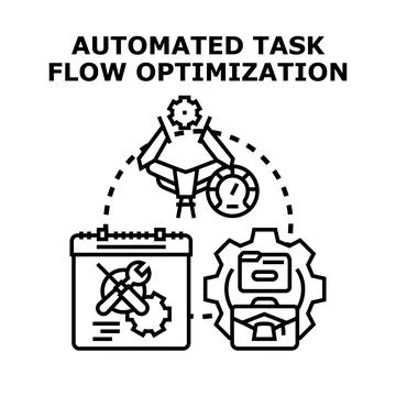 Automated task flow setup and optimization process Stock Illustration