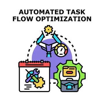 Automated task flow setup and optimization process Stock Illustration