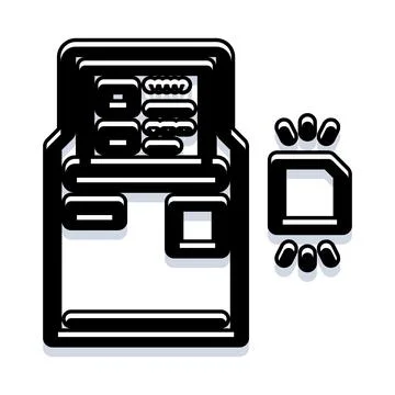 Automated teller machine with credit card slot icon Stock Illustration