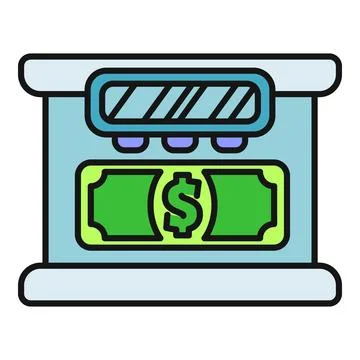 Automated teller machine dispensing cash icon illustration Stock Illustration
