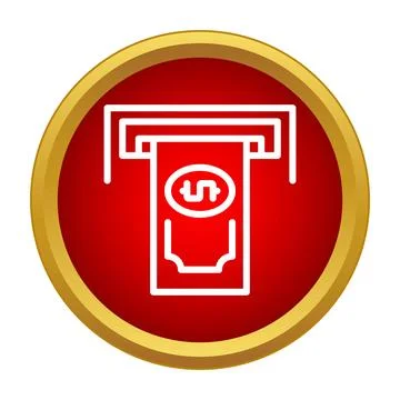 Automated teller machine dispensing cash icon concept Stock Illustration