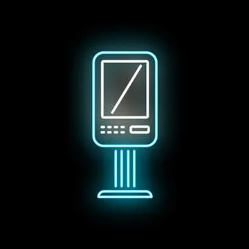 Automated teller machine glowing neon outline icon Stock Illustration