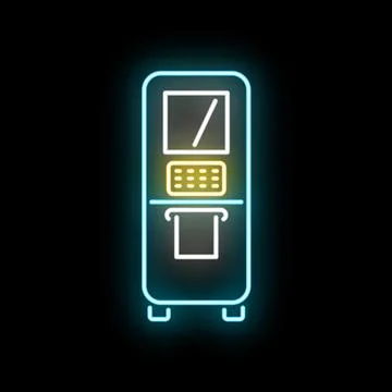 Automated teller machine icon glowing neon lights Stock Illustration
