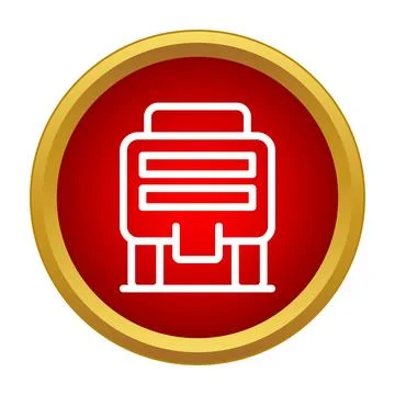 Automated teller machine icon on red gold button 스톡 일러스트