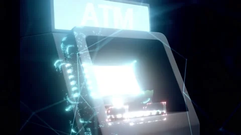 Automated Teller Machine or Atm Hologram Close Up 4k Stock Footage 148183929