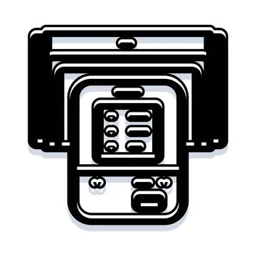 Automated teller machine providing banking services icon Stock Illustration